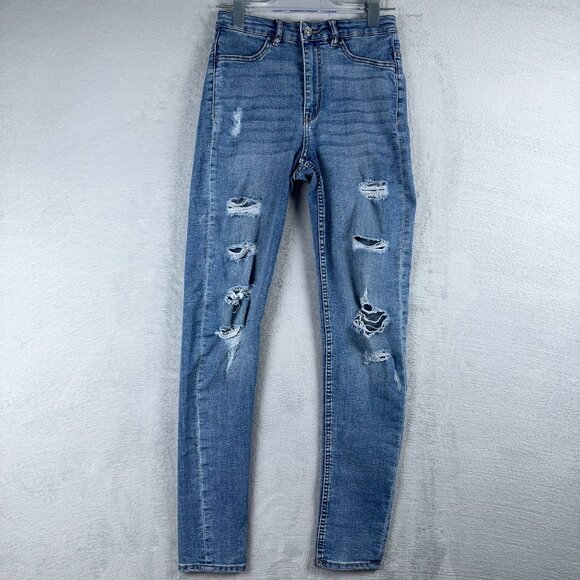 Divided by H&M Womens Jeans Skinny Leg Light Wash Denim Distressed Blue Size 4 - Picture 1 of 12